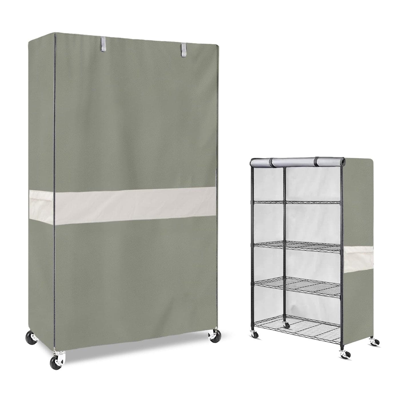 SoloToo HeavyDuty Waterproof Wire Shelf Cover Garage Storage Shelving Protector Universal Fit 48 x 24 x 72 Inch Rack Covers with 1 Tolerance Sage Green