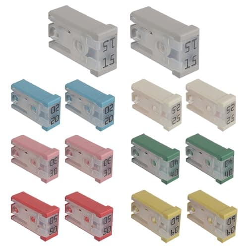 EPLZON 15A 20A 25A 30A 40A 50A 60A 32V Mini Slotted Automotive MCASE Shaped Cartridge Fuse Kit(Pack of 14pcs)