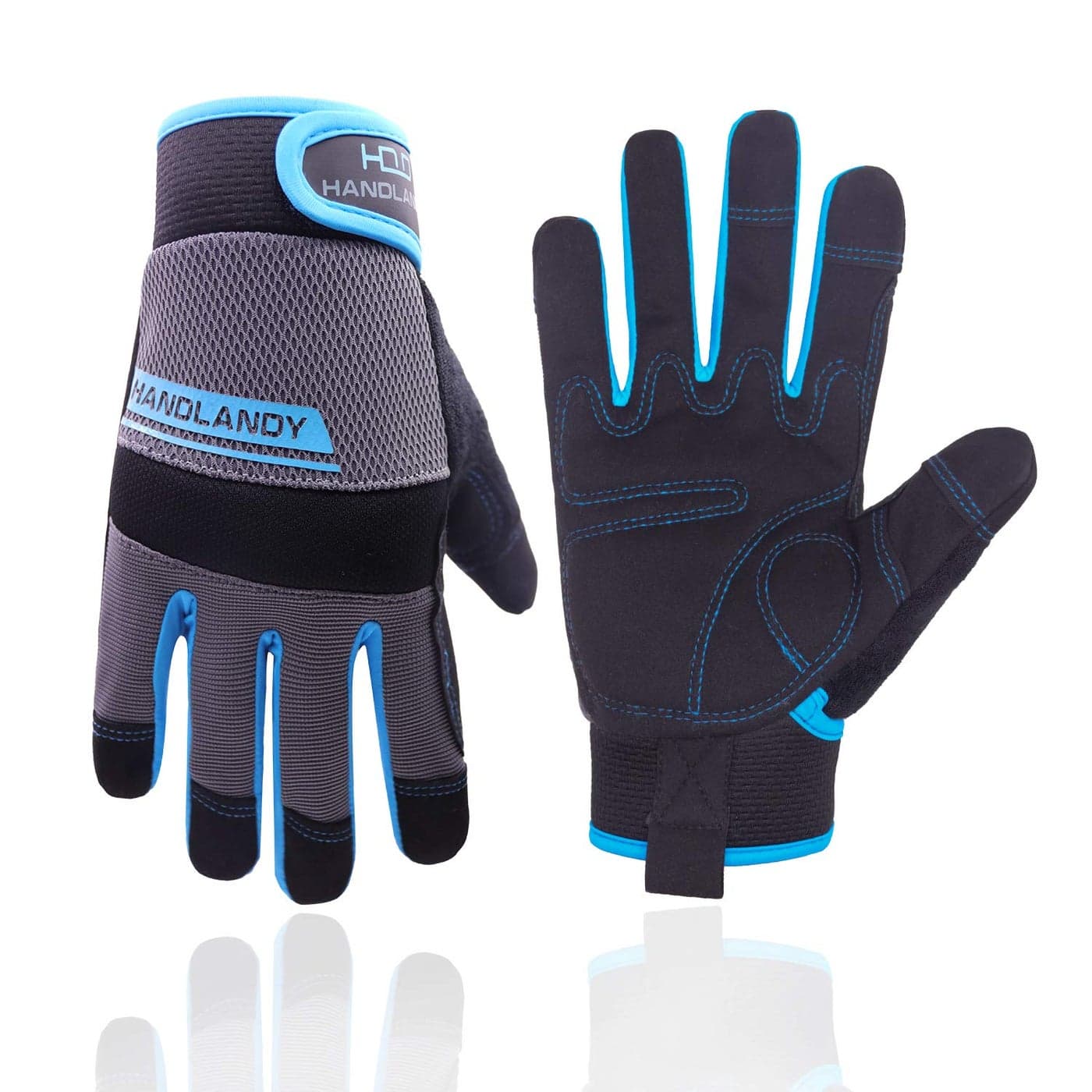 HLDD HANDLANDY UltraLight Safety Work Gloves for MenWomen Mechanic Driver Gardening Gloves Touchscreen Small Blue