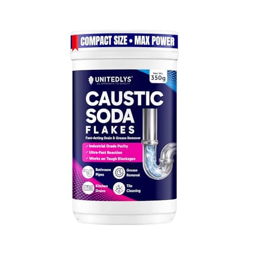 Unitedlys® Caustic Soda Drainage Block Remover 350G | Fast-Acting, Non-Toxic & Odorless Drain Cleaner Powder | Caustic Soda for Drain Cleaning | Sink & Pipe Drainage Cleaner