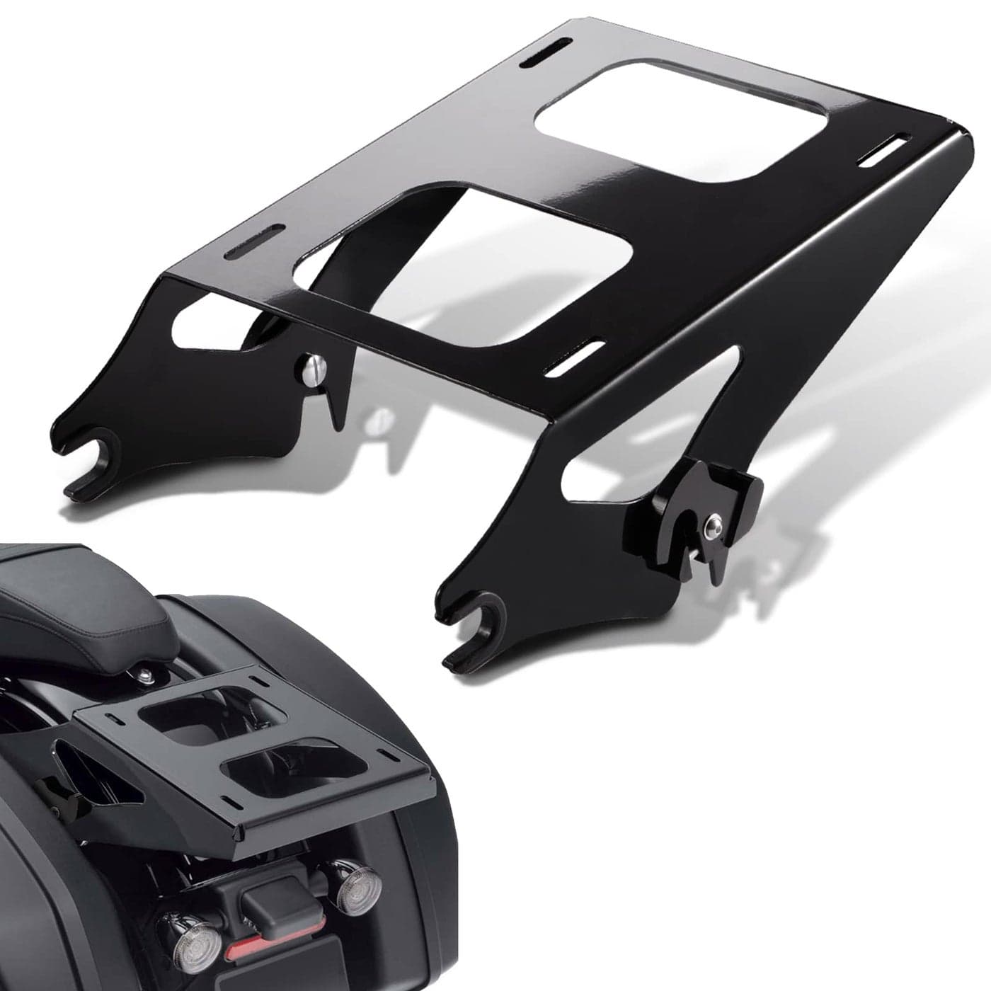Amazicha Detachable Two 2 Up Tour Pack Pak Luggage Rack Mounting Rack Black Compatible for Harley Davidson Touring Street GlideElectra GlideRoad GlideRoad King 20142024