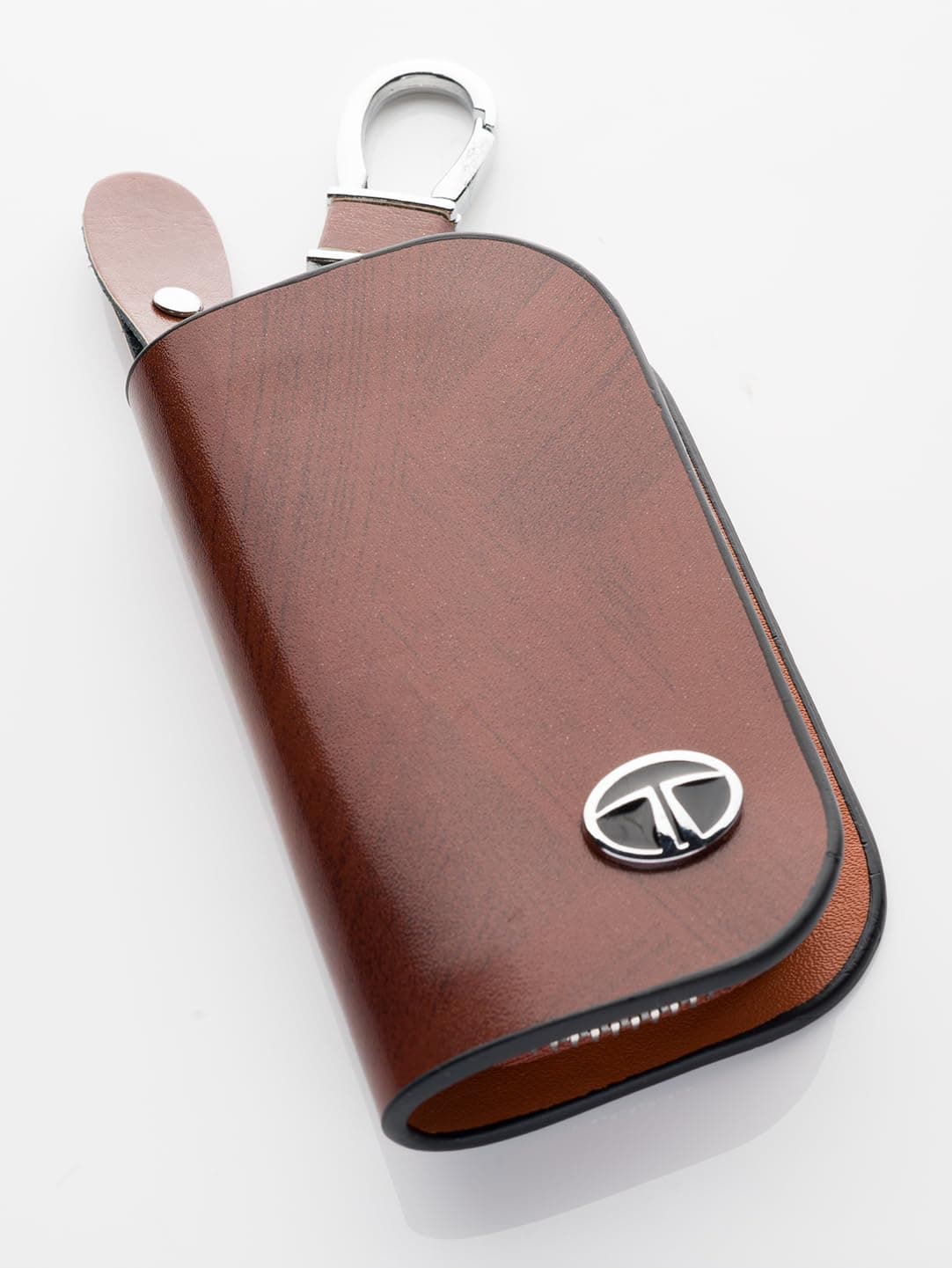 Contacts Car Key Cover Compatible with TATA Smart Key With Key Chain For Nexon, Harrier, Altroz, Tigor, Punch, Tiago EV Electric, BS6, Safari 2021, Safari Gold (Brown)