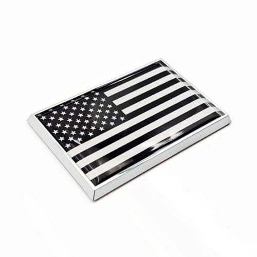 Perdecor US American Flag Sticker Emblem Black USA Decal Car Chrome Flags 2 Pack 3 x 2 inches