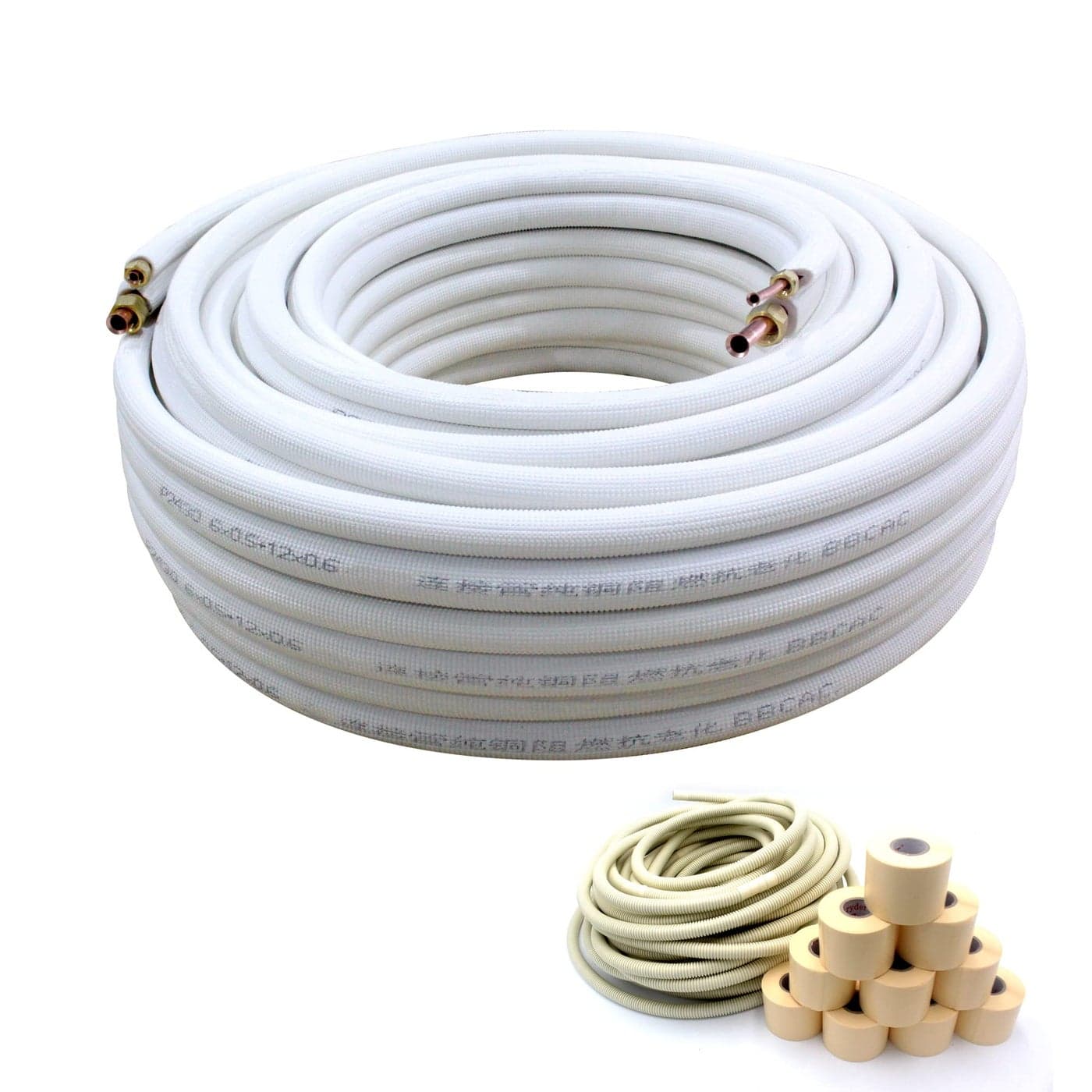 Air Conditioning Copper Tubing Pipe Extension Set100 Ft Copper Pipes 14 38 PE Thickened for Mini Split AC and Heating Equipment Insulated Coil Line Set HVAC Refrigerant 14 12 WITH NUTS