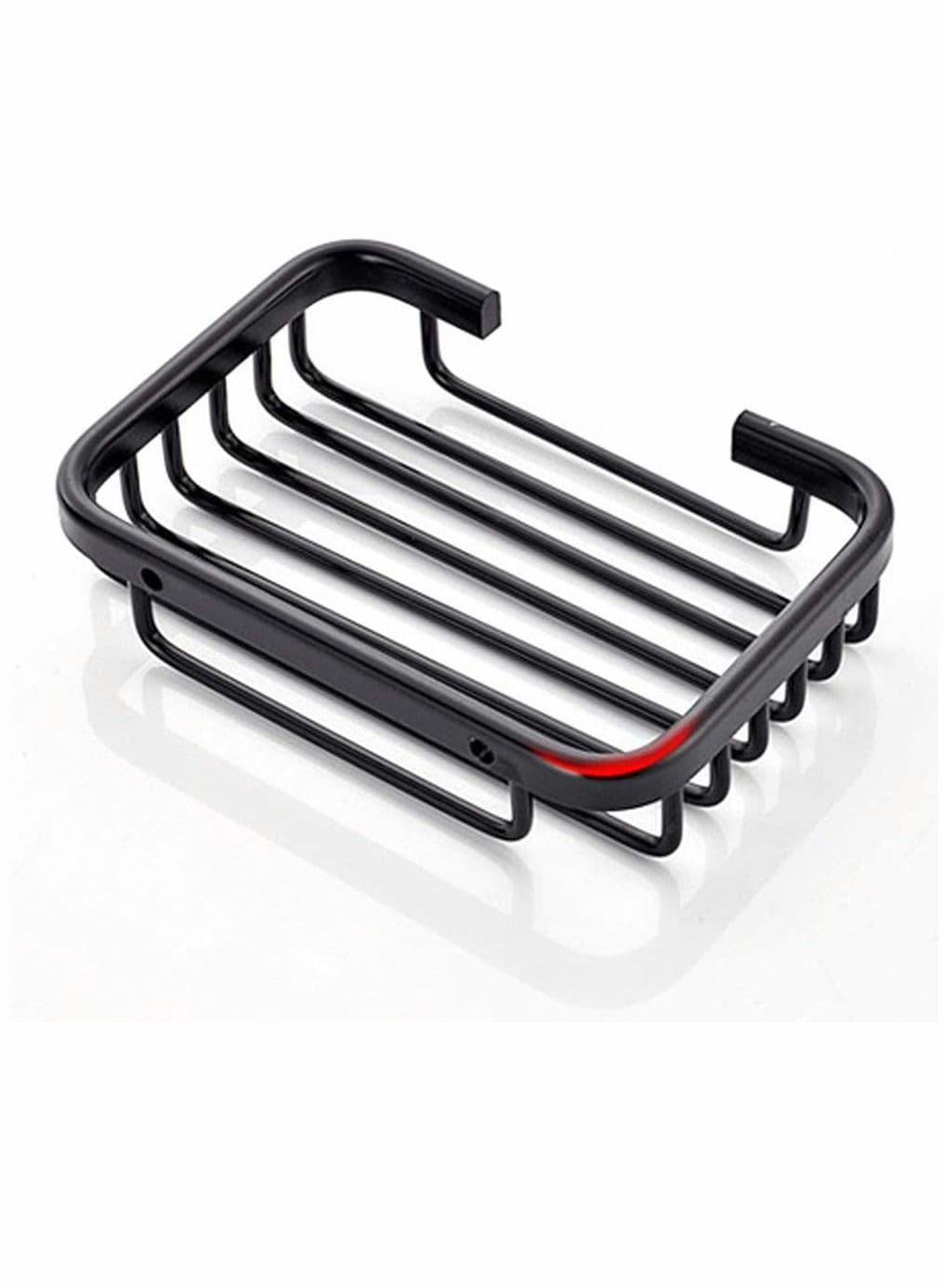 Black Aluminum Adhesive Wall Mounted Soap Dish Sponge Holder for Bathroom Kitchen Sink No Drilling Required