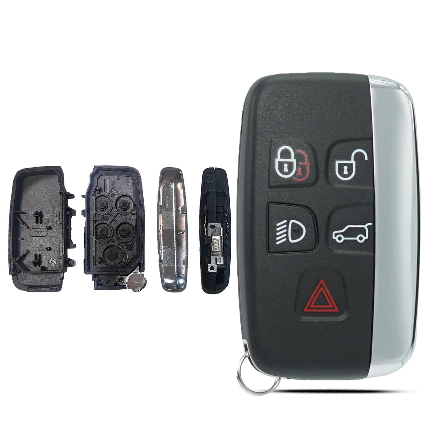 Key Fob Shell Case Replacement Fits for Land Rover Range Rover Sport Evoque LR4 LR2 Jaguar XJ XF XK FType FPACE XE 2012 2013 2014 2015 2016 2017 2018 Keyless Entry Remote Control 5 Button Pad Cover