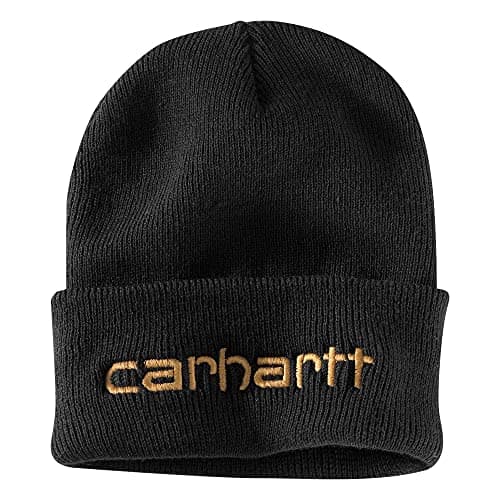 Carhartt Men's Knit Insulated Logo Graphic Cuffed Beanie-Black-OFA