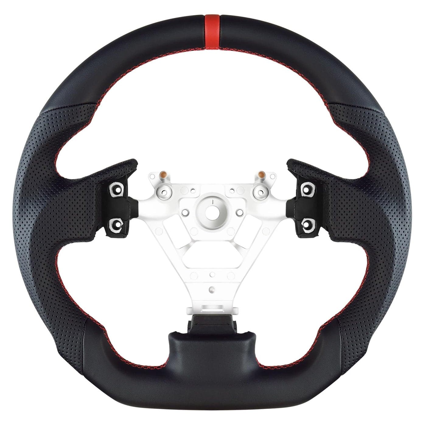 LOSCHEN Full Leather Steering Wheel for Infiniti G35 20032007 Full Nappa Perforated Leather Dshaped Flatbottom Steering Wheel
