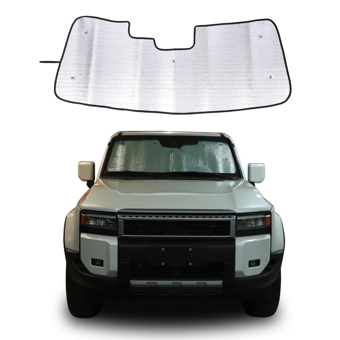 Car Front Windshield Sunshade Compatible with Toyota Land Cruiser Prado 2024 Front Window Sun Shade Foldable Reflective Sun VisorBlocks UV Rays Sun Visor Protector Heat Shield Style B