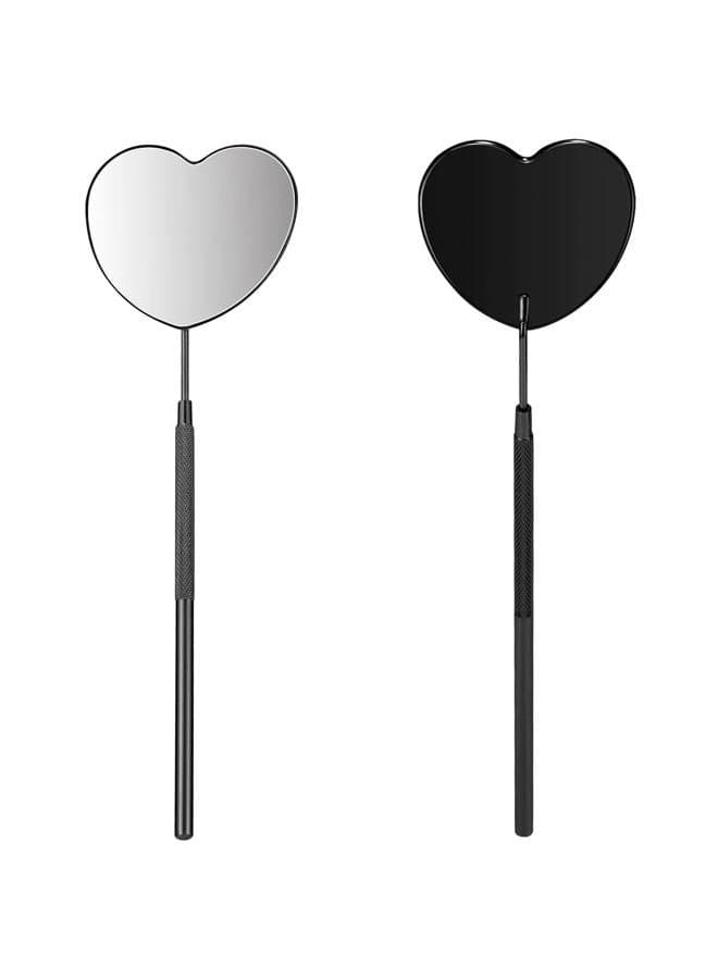 Lovely Lash Mirror - Heart Shaped Detachable Stainless Steel Eyelash Mirror, 2.2inch Lash Extension Supplies and Tools, Black