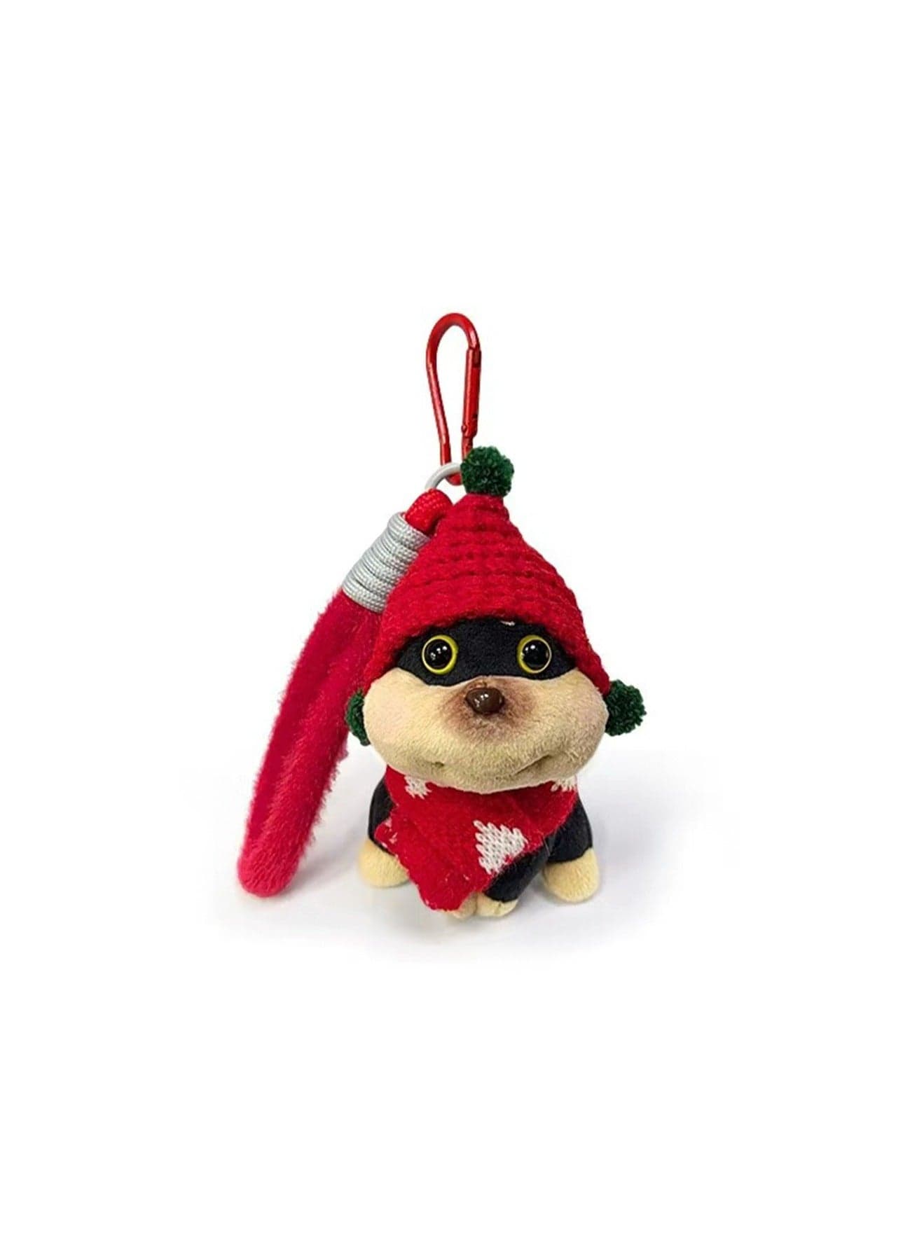 Cute Plush Doll Pendant, Bee Puppy Bag Key Pendant Bag Hanging Ornament, Funny Keychain Creative Gift (Red Hat Scarf Bee Dog)