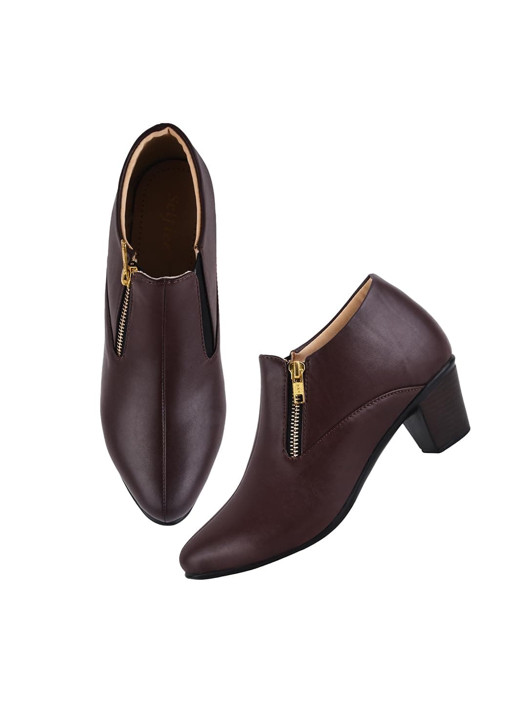 TRYME Women’s Block Heel Ankle Boots | Zip Closure Boots for Women & Girls | Stylish, Comfortable & Trendy Fashion Footwear