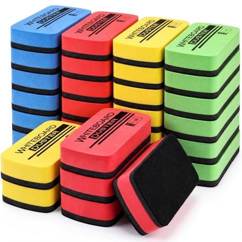 Outus 30 Pcs White Board Erasers Bulk Magnetic Dry Erase Erasers Assorted Color Magnetic Dry Erase Board Eraser for Students Teachers School Classroom Office Home 4 ColorsLarge