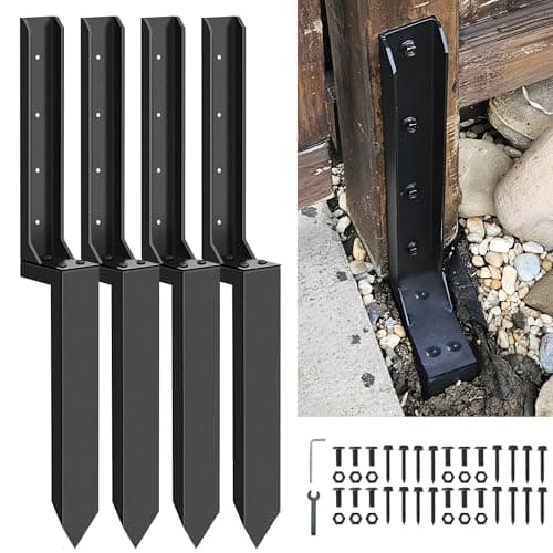 Mulctun 4 Pack Fence Post Repair Kit - 31.6" H Heavy Duty Fence Post Repair Stakes, Durable Fences Support Anchor for Fixing Broken/Leaning 4X4/6X6 Wood Posts