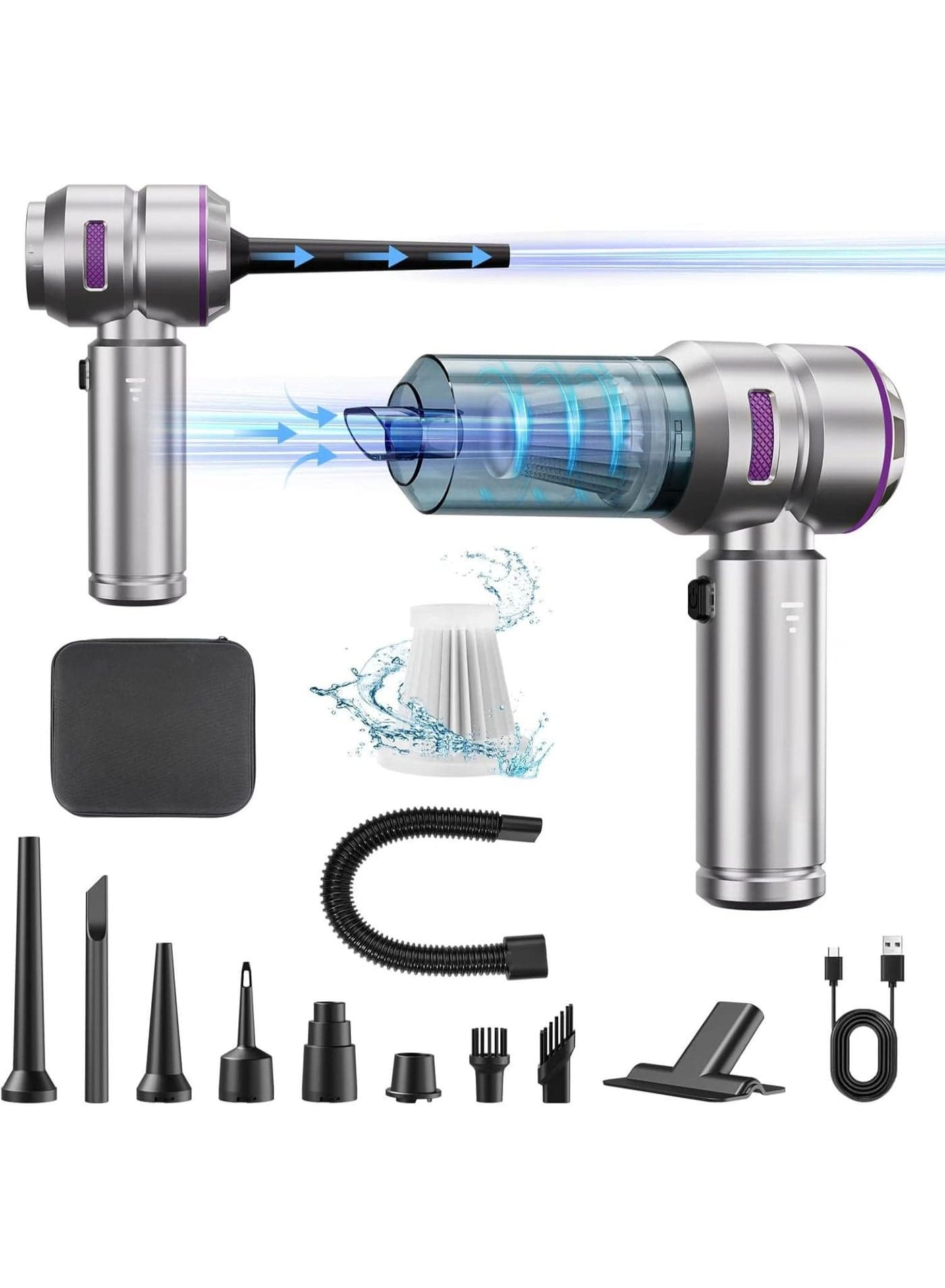Wireless Handheld Car Vacuum Cleaner – 2-in-1 Blower Suction, Brushless Motor, Strong Power, Portable Mini Cleaner, Type-C Charging, LED Light