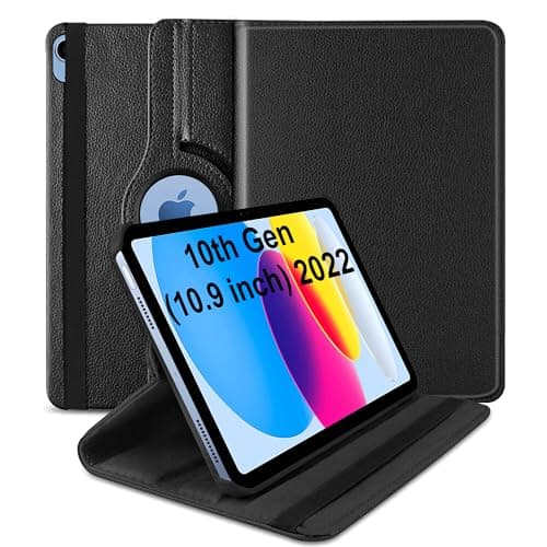 TGK Rotating Cover for Apple iPad 10th Gen 10.9 inch 2022 (A2757 / A2777 / A2696), iPad (A16) 11th Generation 2025 Black 360 Degree Leather Stand Case