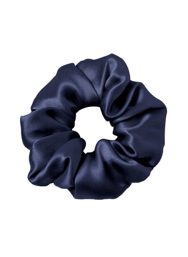 LILYSILK Silk Hair Scrunchies for Frizz & Breakage Prevention 100% Mulberry Silk Hair Ties No Damage Elastic Silk Ponytail Holders, 1Pc, Navy Blue