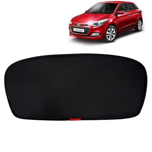 Kingsway Cotton Elite I20 Car Sun Shade Rear Windshield Non Magnetic Fix Type Curtain for 2014 to 2017 Model, Compatible with Hyundai Elite I20 Only, Car Dicky Sunshade, Black, 1 Piece