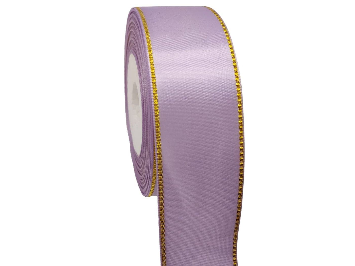 112 inch Lavender Satin Ribbon Roll with Golden Edge25 Yards Glitter Wide Continuous Double Faced Boutique Ribbon for Gift WrappingDIY CraftsSparkly PartyWeddingBaby Shower Decoration