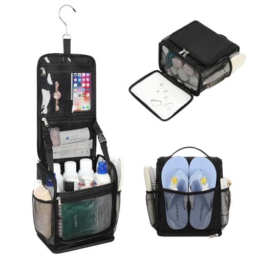 Mesh Shower Caddy Portable, Toiletry Bags for Travel, Hanging Shower Organizer Tote Bag for College Dorm Students Girls Boys, Dry and Wet Separation with Metal Hook