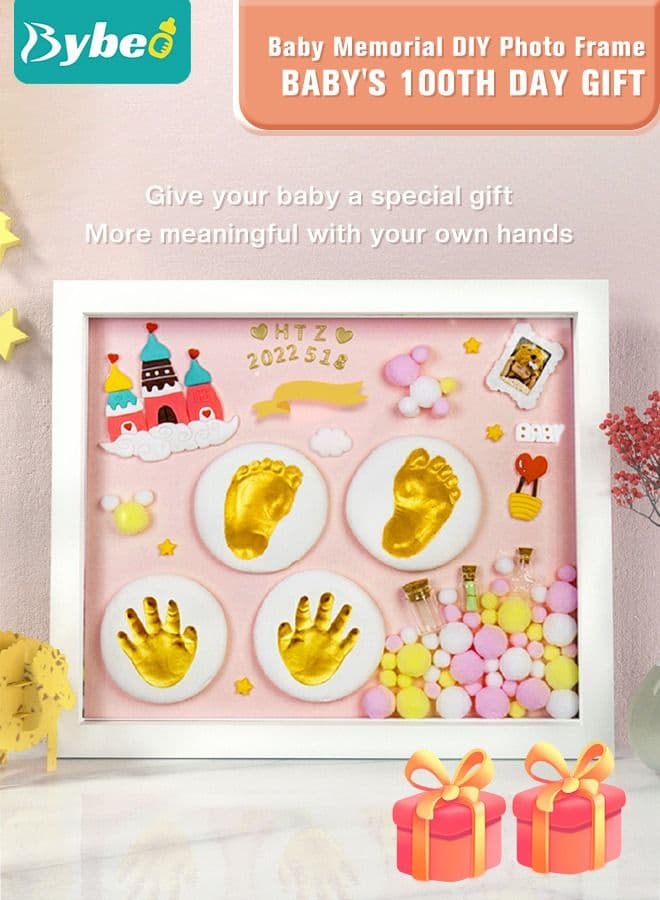 Baby Handprint and Footprint Maker Kit for Newborn Boys & Girls, Infant Milestone Picture Frames for Toddlers, Best New Mom Gift - Foot Impression Photo Keepsake for Girl & Boy