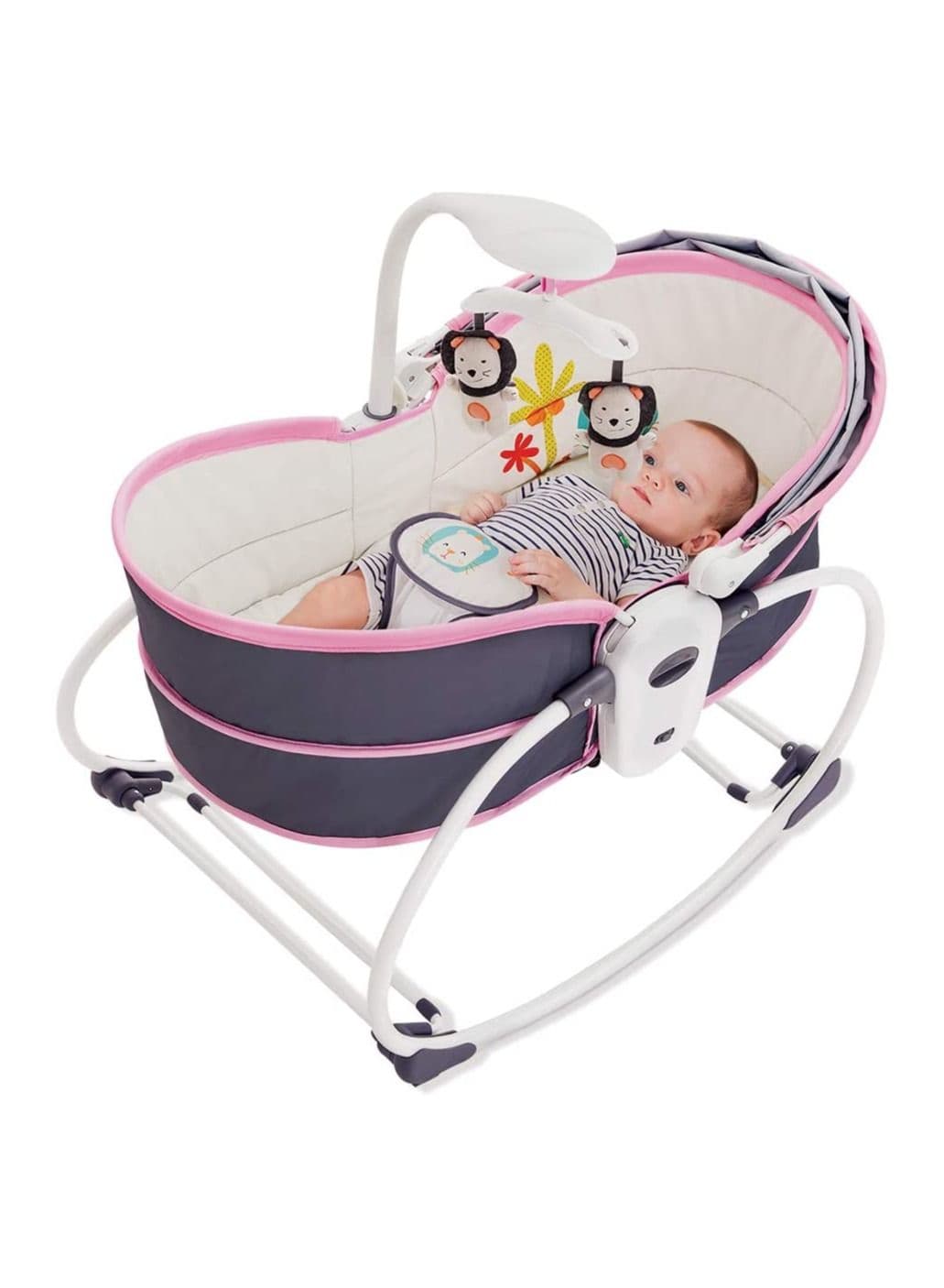 5 in 1 Baby Bassinet Rocker Rocking Napper, Bounce, Chair with Removable Baby Bassinet & Melody (Multi Color)
