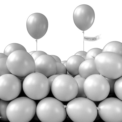 PartyWoo Gray Balloons 50 pcs 5 Inch Small Mini Matte Grey Latex Balloons for Baby Shower Gender Reveal Graduation Woodland Wedding Anniversary Elephant Birthday Party Decorations GrayY71
