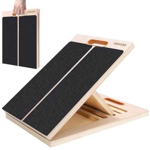 jjshund Portable Slant Board for Calf Stretching, Adjustable Wooden Calf Stretcher Incline Board, Calf Stretch Board for Squats Leg Knees Heel Ankle Stretching