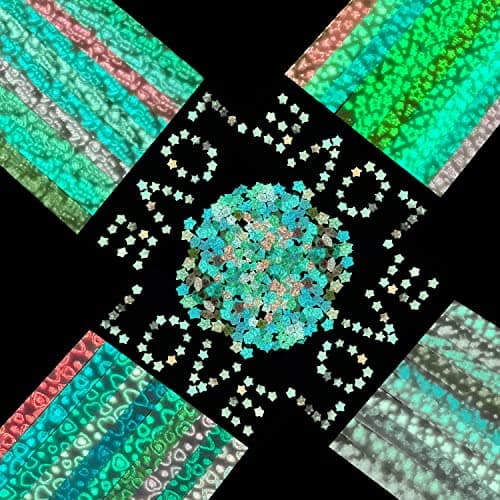 CCINEE 840 Sheet Luminous Origami Star Paper Strips Glow in the Dark DIY Handmade Crafts Origami Lucky Star Paper 4 Styles 40 Colors