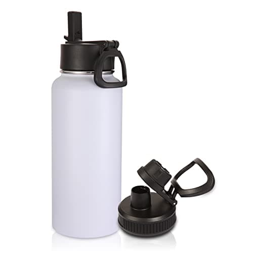 Volhoply 32 oz Water Bottle with Straw Lid Spout LidInsulated Sports Water BottleDouble Wall Vacuum Stainless Steel CupsLeakproof Wide Mouth Metal FlaskKeeps Cold or Hot for TravelWhite1