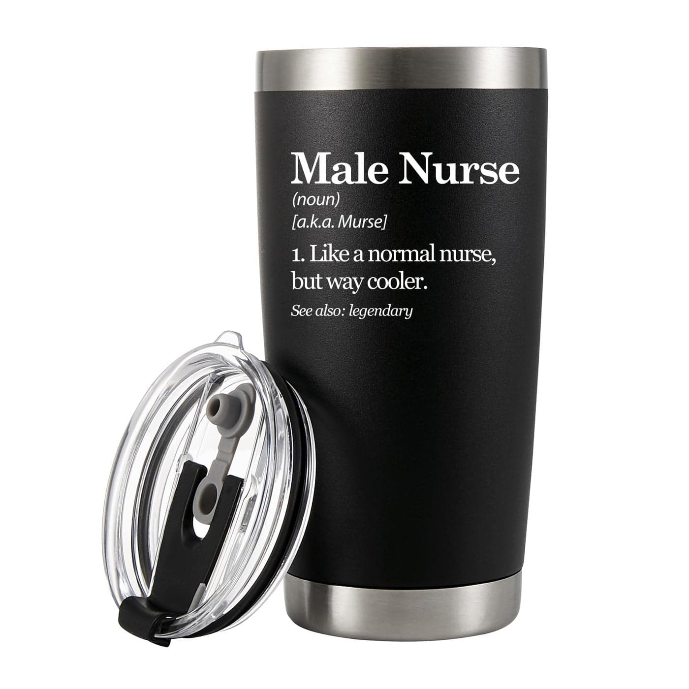 Male Nurse Definition Murse Like A Normal Nurse But Way Cooler Nurse Gifts to Boyfriend Husband Dad From Girlfriend Wife Mom Vacuum Insulated Tumbler Removable Lid and Straw Black 20 oz
