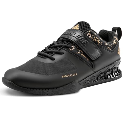MANUEKLEAR Strong Anti-Slip Deadlift Lifting Squat Shoes for Men, Professional Training Weightlifting Shoes for Men and Women with Rubber Non-Slip Sole Obsidian Black