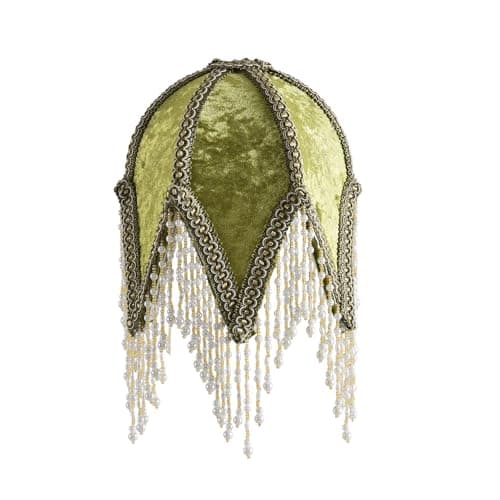 xiaojuande Tassel lampshade Retro country style green bead tassel lampshade87High artistic atmosphere replacement lamp accessory for living roomC