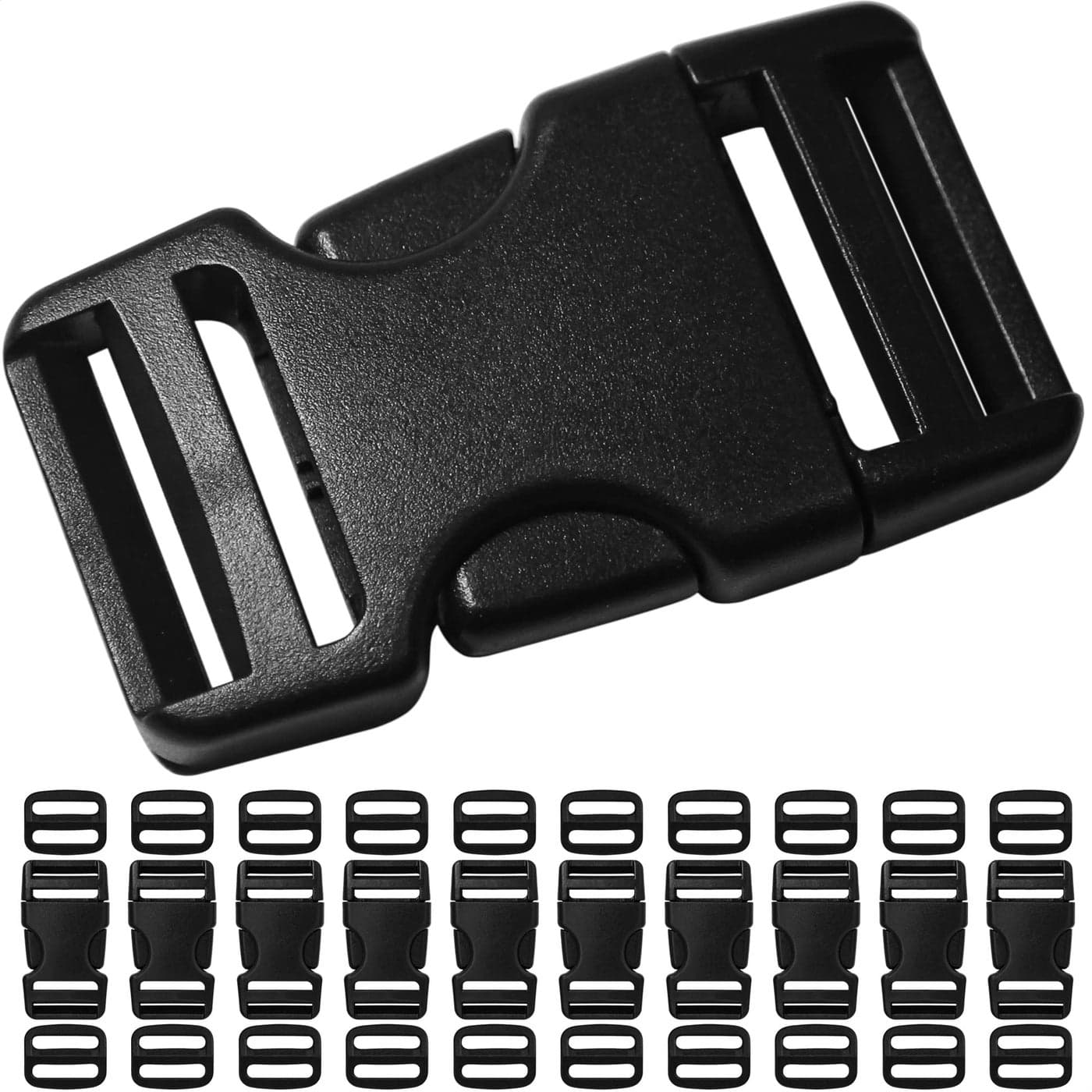 LASIGHT Buckles for 1 inch Wide Webbing Straps Quick Side Release Buckle 10 set and TriGlide Slide 20 pcs Fit 1 Nylon Web Belt Plastic Snap Fastener Clip Heavy Duty Replacement Dual Adjustable