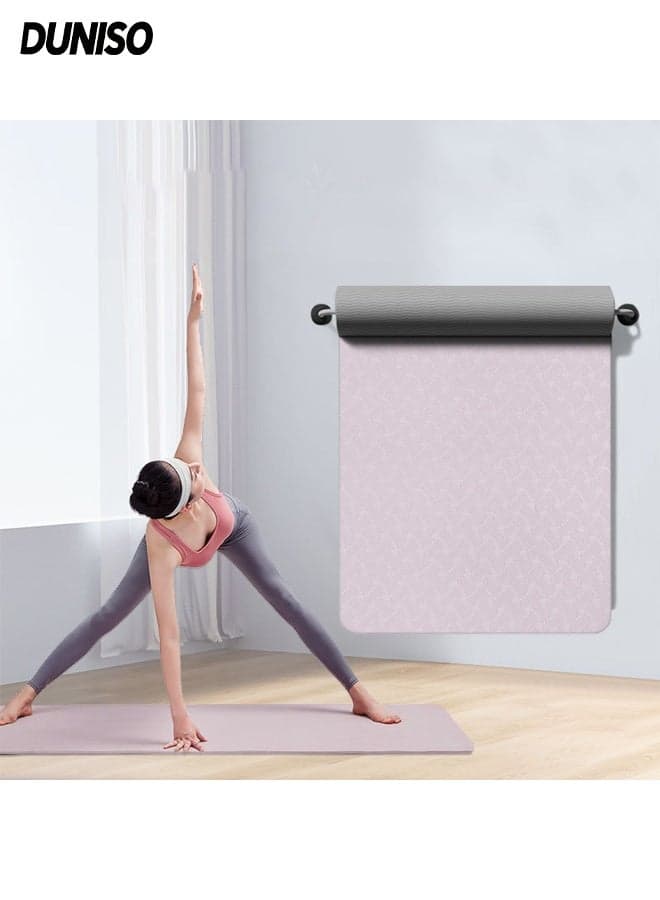 Yoga Mat,Anti-slip 6mm TPE Yoga Mat,Fitness Exercise Mat for Women Men,Suitable for Yoga, Pilates and Travel Fitness,183*61cm