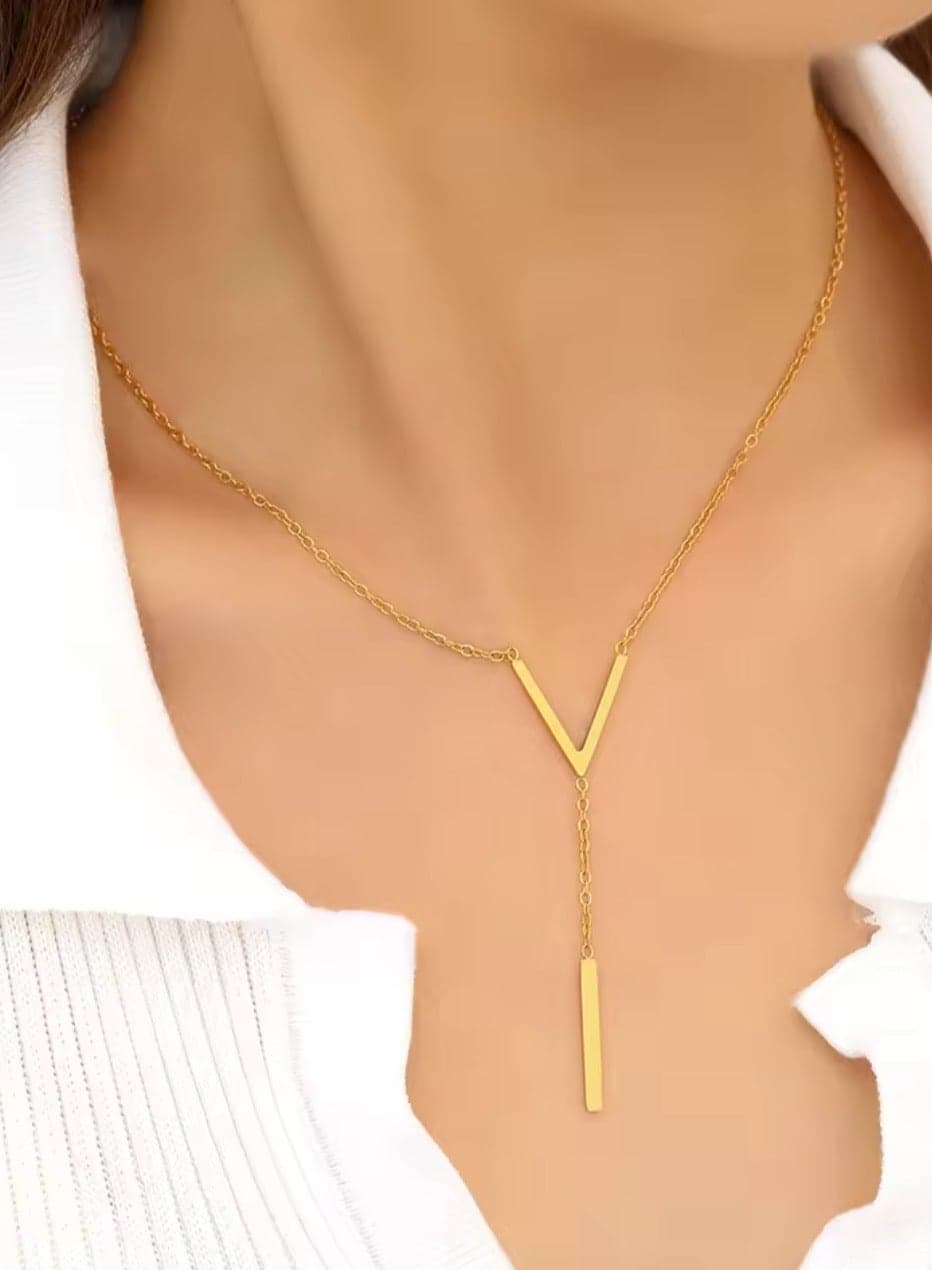Elegant Stainless Steel Gold Plated Necklace For Women