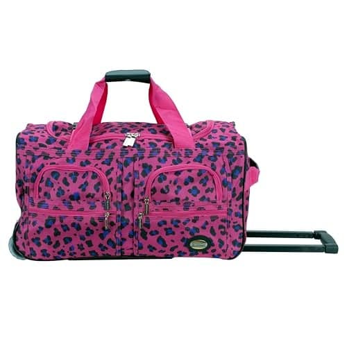 Rockland Rolling Duffel Bag, Magenta Leopard