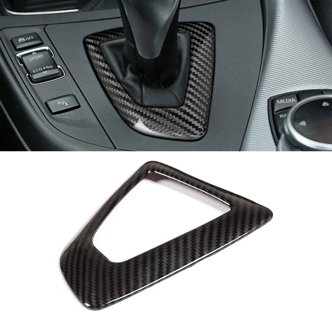 WODOFO GDR Carbon Fiber Control Gear Box Shift Knob Panel Frame Cover Sticker Interior Trim Compatible with BMW F20 F21 F22 F23 F30 F34 F35 F32 F33 F36 1 2 3 4 Series 1418 Accessories