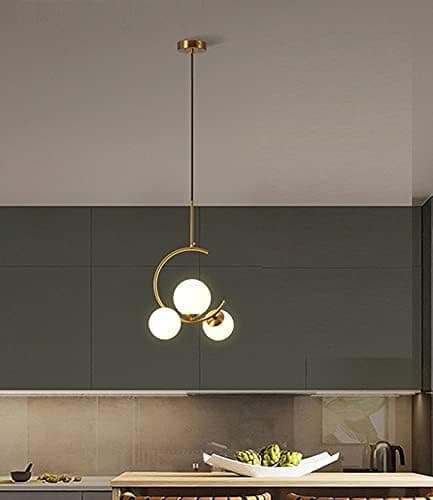 kinis Golden Cutting Gola Three Globe Decorative Hanging Lamp/Pendant Lamp/Ceiling Light to Décor Home/Living Room/Bedroom/Office/Dining/Cafe/Restaurants (with Bulb)