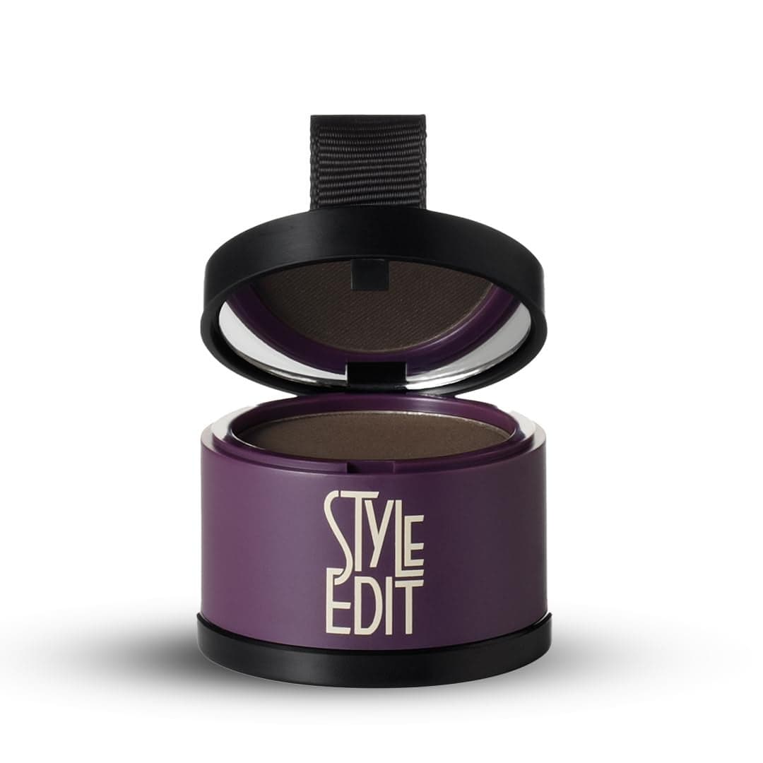 Style Edit Root Touch Up Powder Mineral Infused Dark Brown Hair Color Concealer for Grays and Roots Coverage 013 oz Tub