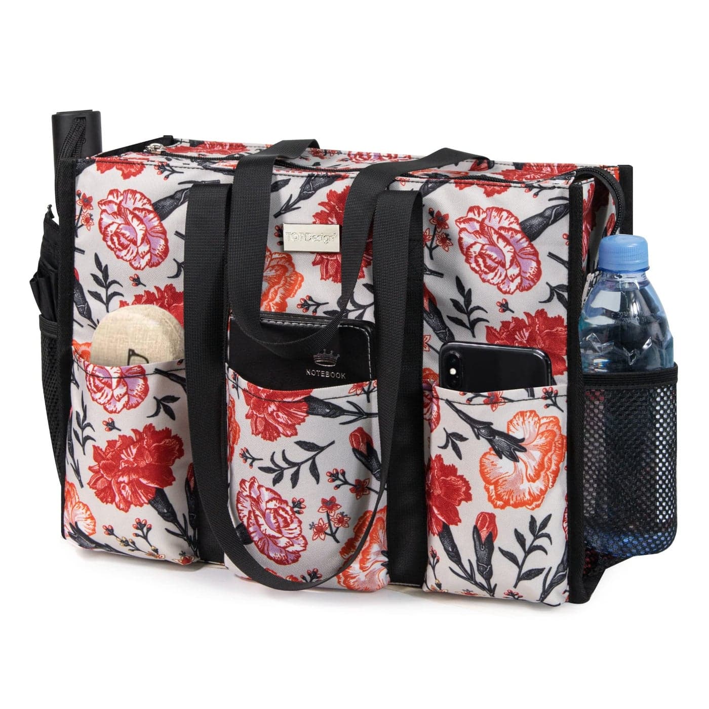 TOPDesign Utility Water Resistant Tote Bag for Women 13 Exterior Interior Pockets Top Zipper Closure Thick Bottom Support Perfect Work Tote for Teachers Nurses Accountants Professionals