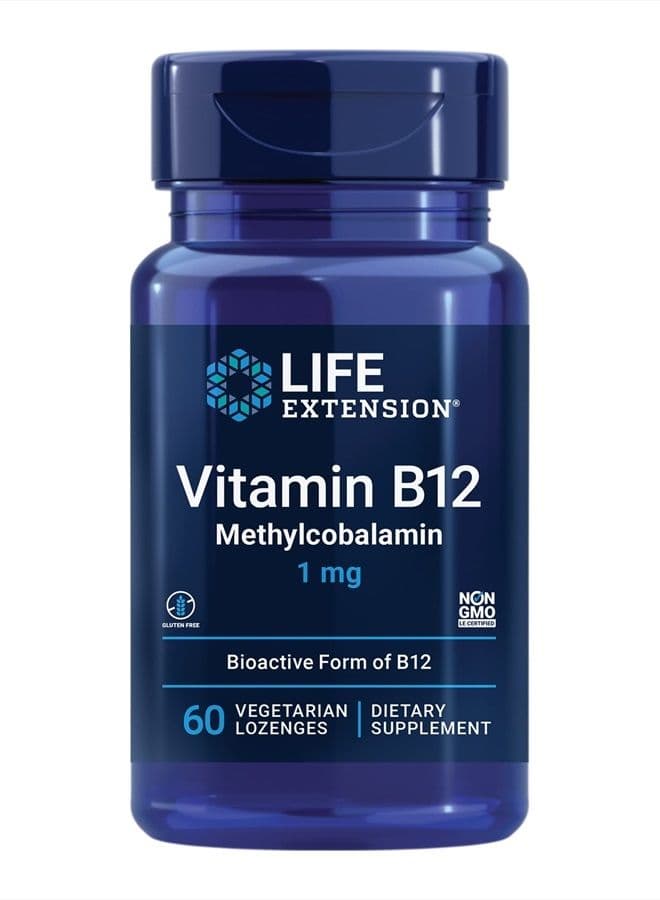 Vitamin B12 Methylcobalamin 1mg - Vitamin B supplement For Brain Health & Cognition – Vegetarian Lozenges Dissolve in Your Mouth -Gluten-Free, Non-GMO, Vegetarian – 60 Counts