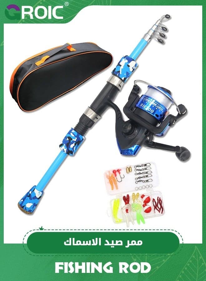 Fishing Rod, 1.2M Kids Fishing Pole Portable Telescopic Fishing Rod and Reel Combo Kit for Kids, Youth with Fishing Reel, Fishing Tackles, Fishing Lures, Fishing Lines