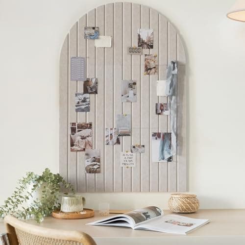 Large Arched Felt Bulletin Board Stylish Perfectly Sized 35 x 24 Cork Board Alternative for Office Wall Decor 6 Customizable Adhesive Tiles with Pins are Perfect to Display Your Photos