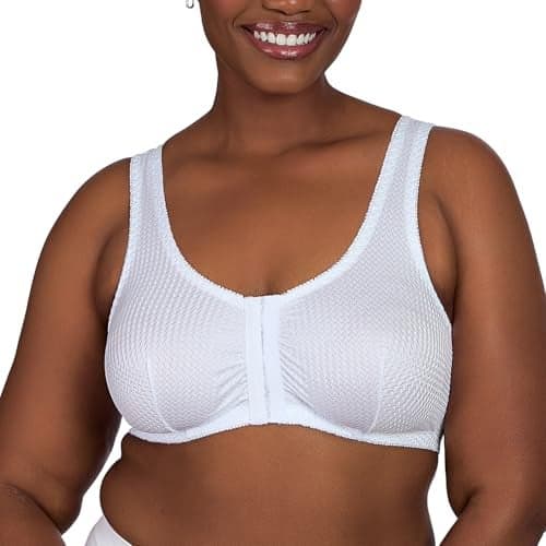 Leading Lady Marlene Front-Closure Wireless Leisure Bra - Comfortable Plus Size Bras For Women (White)