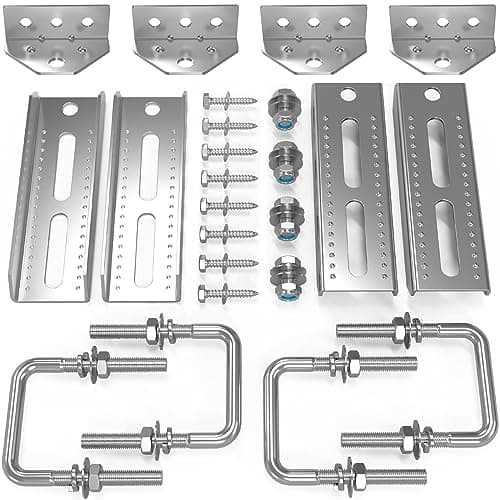 4 PCS 8" Galvanized Swivel Top Bunk Bracket Kit with Hardware for 3"x3",2"x3",1.5"x3" Boat Trailer Crossmember, Boat Trailer Bunk Brackets & Square U-Bolts