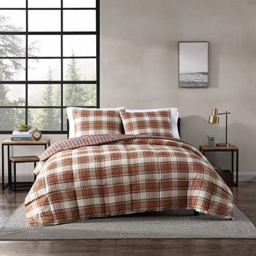 Eddie Bauer Comforter Set Reversible Alt Down Bedding with Matching Shams Breathable Home Decor for All Seasons Edgewood RedBeige Queen