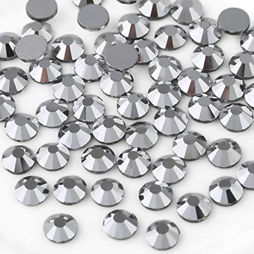 Beadsland Flat Back Crystal Rhinestones Round Gems for Nail Art and Craft Glue Fix, Silver Hematite, 2.7-2.9mm, SS10/1440pcs
