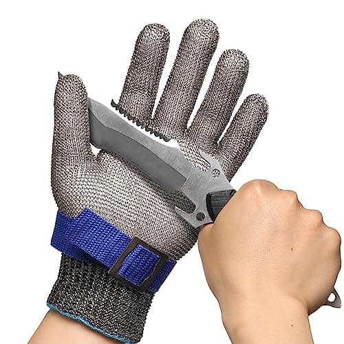 Schwer SlicePro ANSI A9 Cut Resistant Glove PR1706, Stainless Steel Mesh Metal Glove, Food Grade for Kitchen Cooking, Butcher Meat Cutting, Oyster Shucking, Mandoline, Non-PFAS (L, 1 PCS)