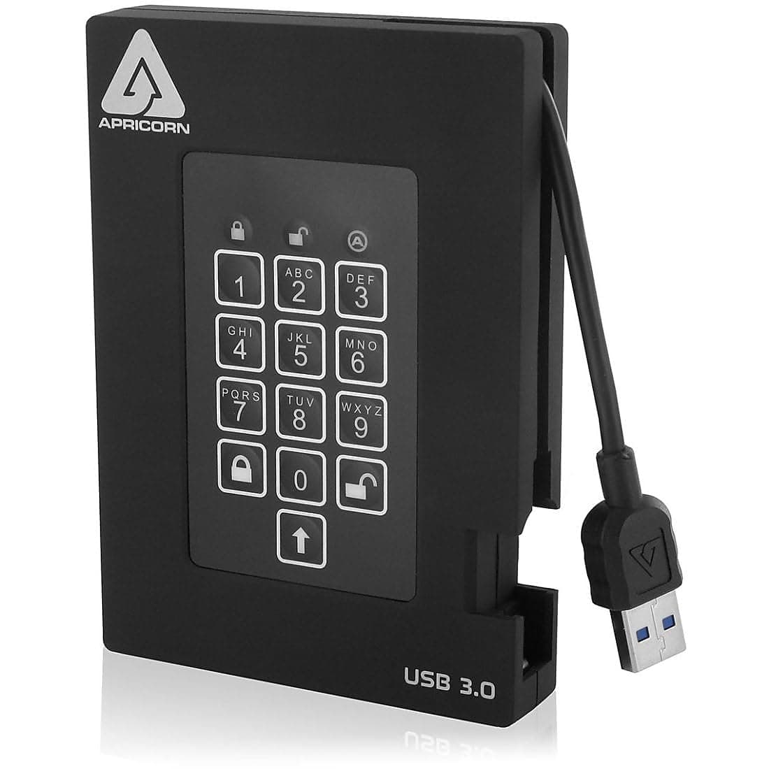Apricorn 500GB Aegis Padlock Fortress FIPS 1402 Level 2 Validated 256Bit Encrypted USB 30 Hard Drive with PIN Access A253PL256500F
